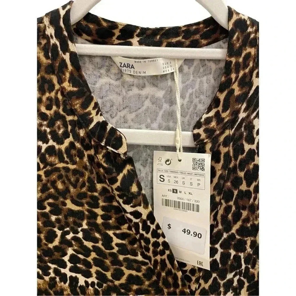 ZARA Animal Print Babydoll Dress Size Small NWT - Picture 12 of 12